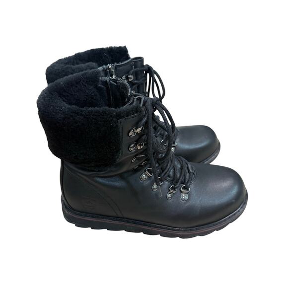 Royal Canadian Boots Men 10 Black Lethbridge Fenuine Leather Sheep Fur Winter - Picture 1 of 7